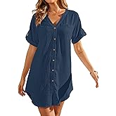 Bsubseach Swimsuit Coverup for Women Bathing Suit Cover Up Button Down Shirt Beach Dress Vacation Outfits
