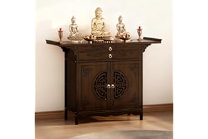DGRGRHBV Wood Witch Meditation Altar Table At Home For Spiritual Buddhist Religious Buddha Personal Shrine Ancestral Ancestor Chinese Table For Altar Pooja Tables With Storage High Altars Tables (31.5 inch)