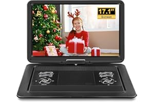 HOTHAT 19.6" Portable DVD Player with 17.1" Large HD Screen, 5 Hours Rechargeable Battery, DVD Player Portable with Car Charger, Support USB/SD Card/Sync TV and Multiple Disc Formats, High Volume Speaker