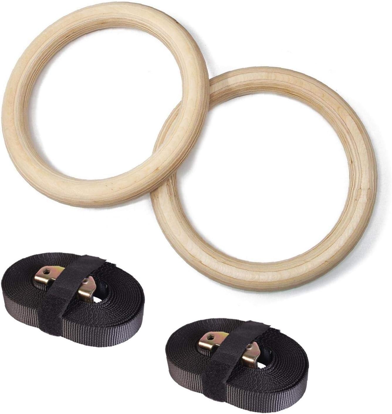VlugTXcJ Earrings Premium Wood Gymnastic Rings with Adjustable Straps and Cam Buckle,Great for Crossfit Training, Workout, Muscle Strength Exercise, Fitness, Pullups and Dips