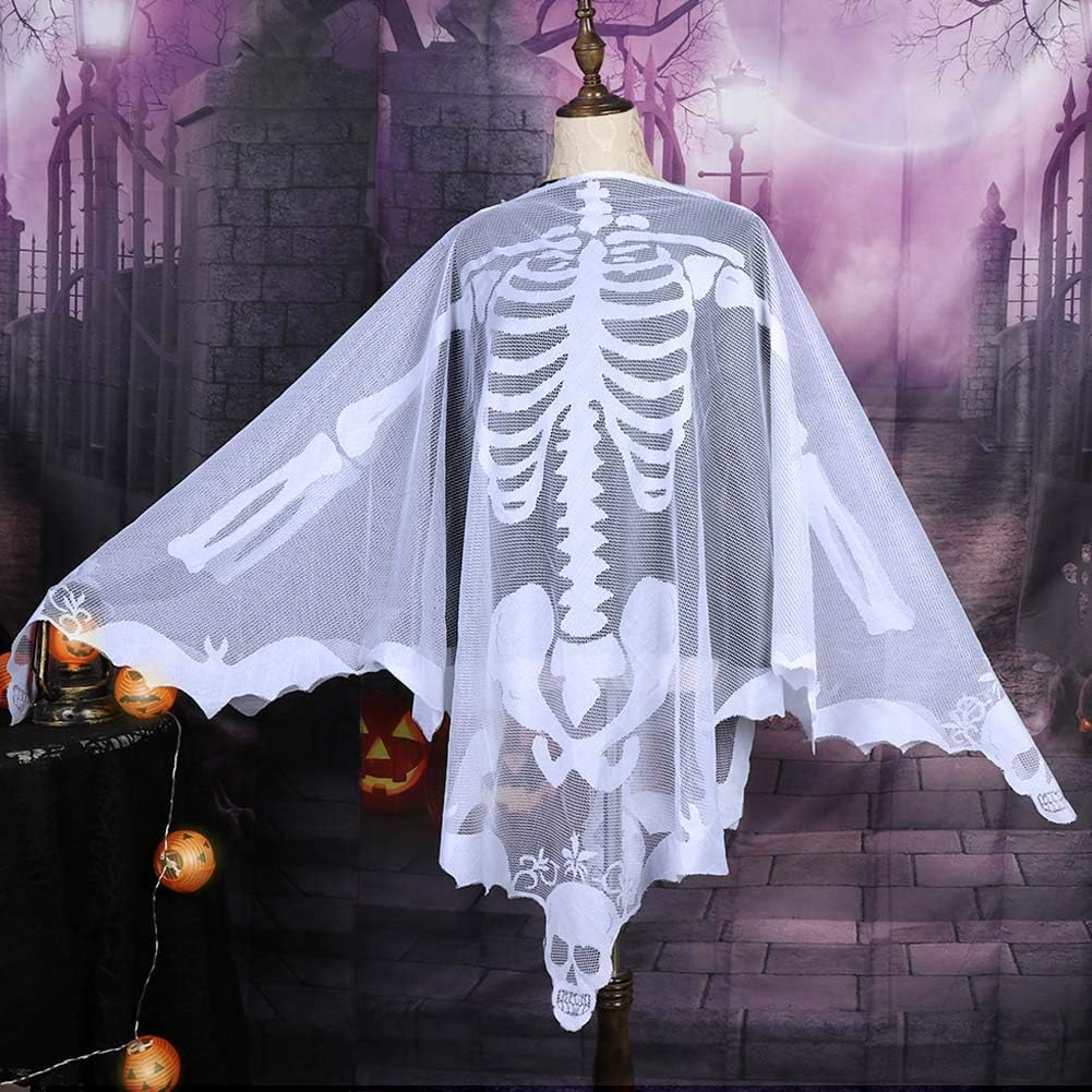 Aytai White Lace Skeleton Poncho, Halloween Poncho Halloween Costumes for Women, Day of The Dead Costume 60 x 60 Inch: Clothing