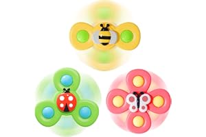 LiKee Strong Suction Cup Fidget Rotating Sensory Bath Toys for Baby Christmas Stocking Stuffers, Airplane Car Travel Table & Window Toys for Toddler Boys and Girls, 10+ Months