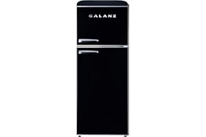 Galanz GLR10TBKEFR Retro Refrigerator with Top Freezer Frost Free, Dual Door Fridge, Adjustable Electrical Thermostat Control, 10 cu ft, Black