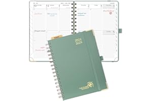 POPRUN Planner 2024-2025, Academic Planner(July 2024-June 2025) Daily Weekly and Monthly with Hourly Time Slots, 6.25'' x 8.5'', Hard Cover, Wirebound, Tabs, 100 GSM - Midnight Green