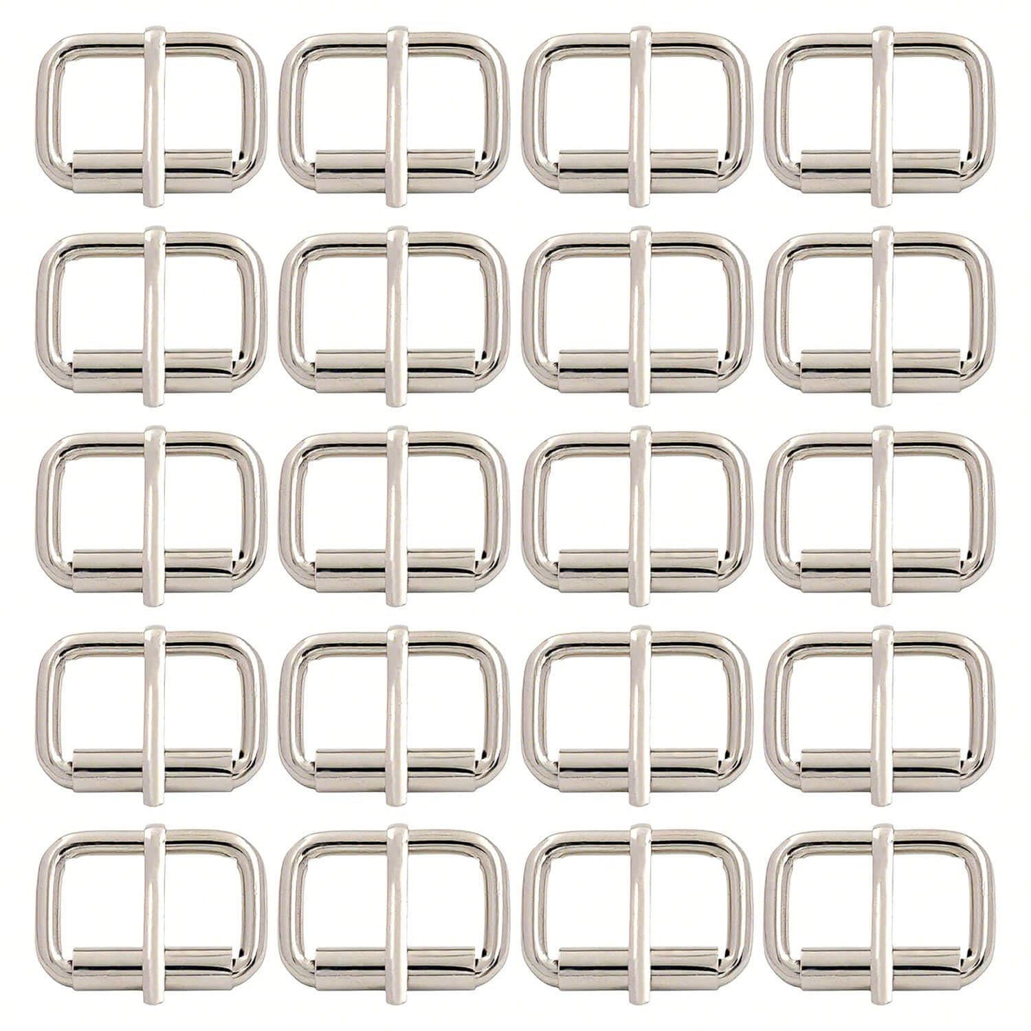 BIKICOCO Roller Buckle, 1'' x 5/8'' Heel Rolling Bar Buckles for Bags Leather Webbing Straps, Silver - Pack of 20