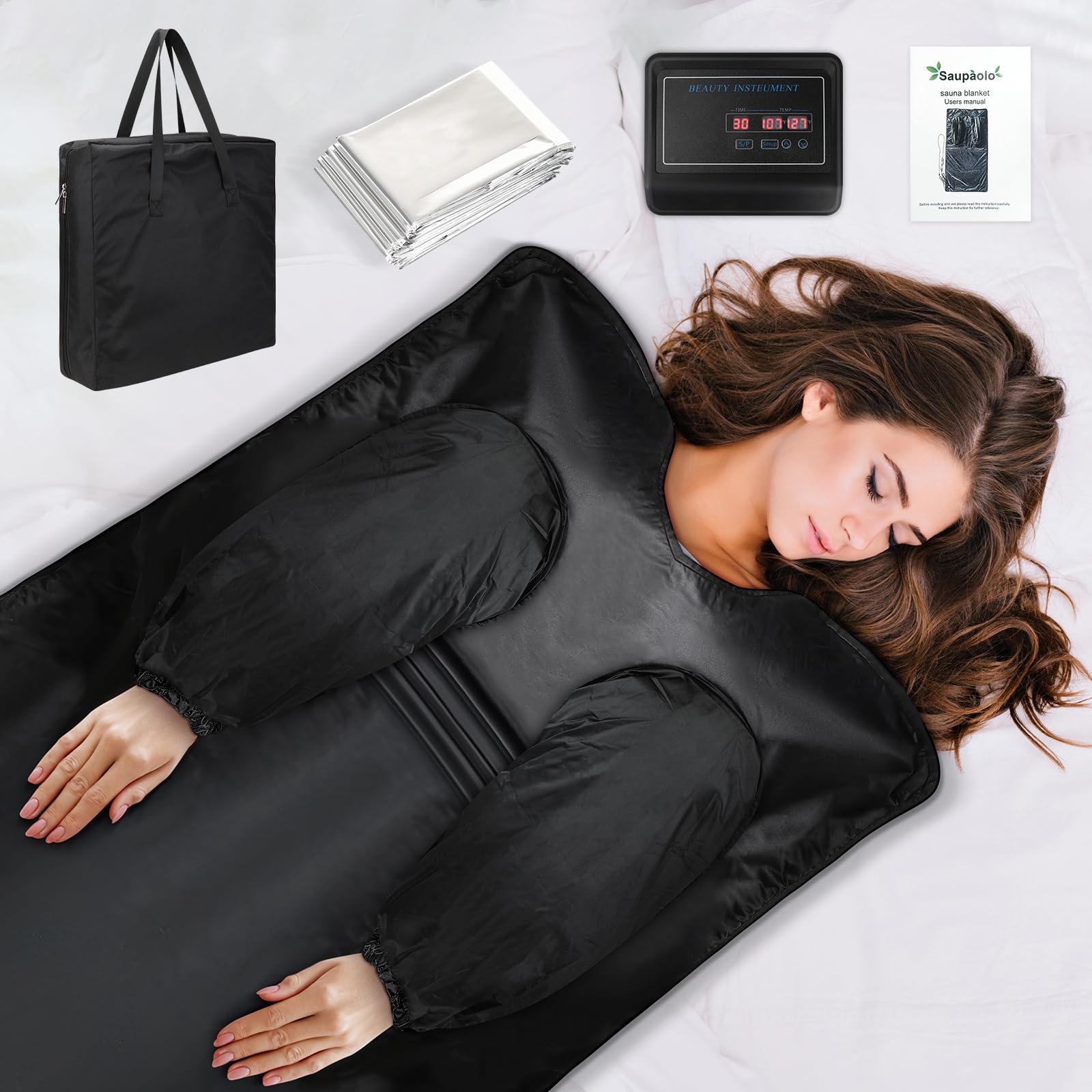 Photo 1 of Infrared Sauna Blanket, Far Infrared Blanket, Dual Temperature Control, Portable Infrared Sauna for Home, Max 176?, 30-90 Min Timer, 6 ft x 3 ft