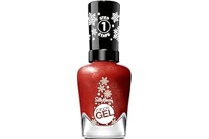 Sally Hansen Miracle Gel, Jolly Holly, Long Lasting, Gel-Like Formula, No UV Lamp Needed, Semi Opaque, Shimmery Red Nail Polish