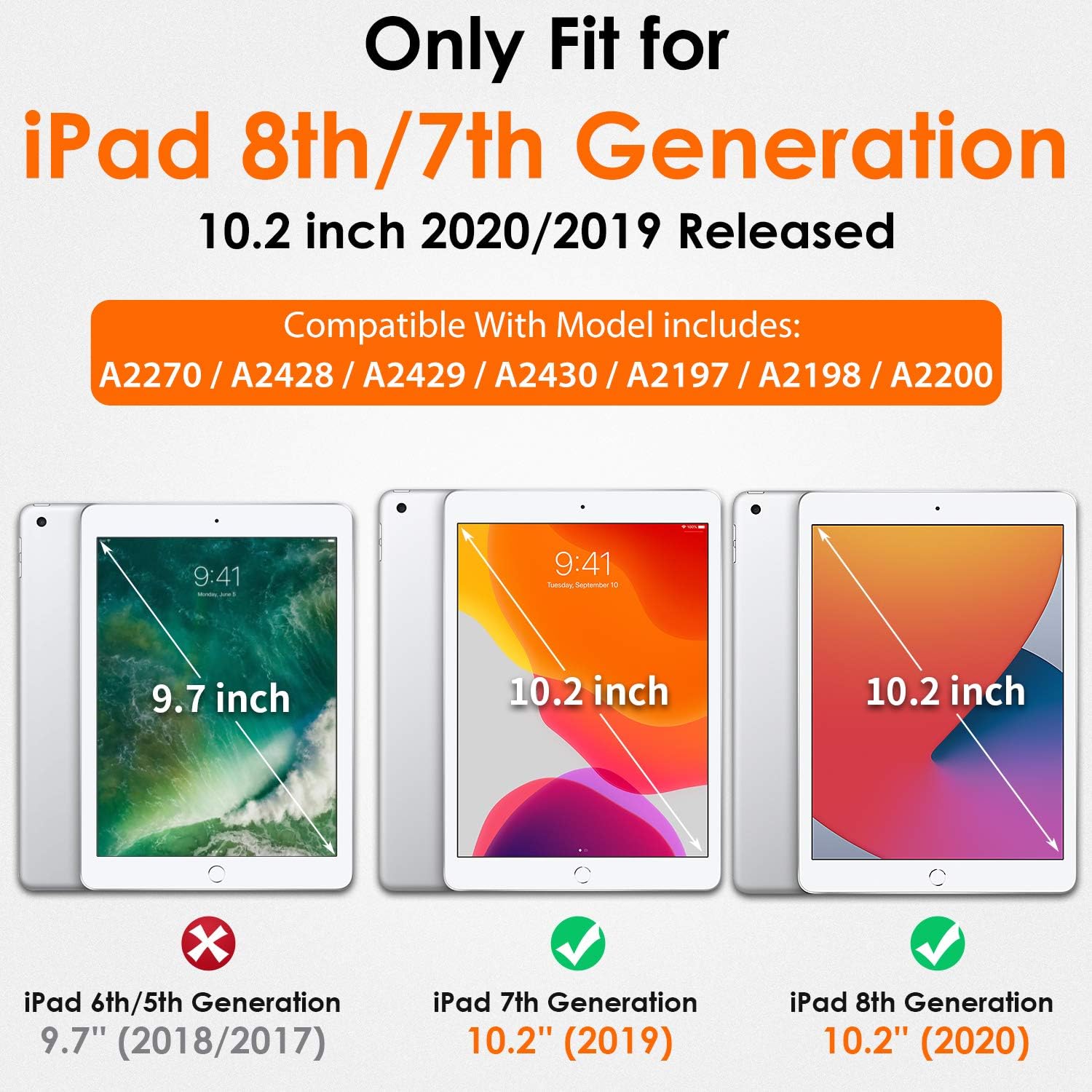 SEYMAC Case for iPad 9th/7th/8th Generation 10.2 inch 2021/2020/2019, Magnetic Smart Cover with Auto Sleep/Wake,Card Slots - Image 3