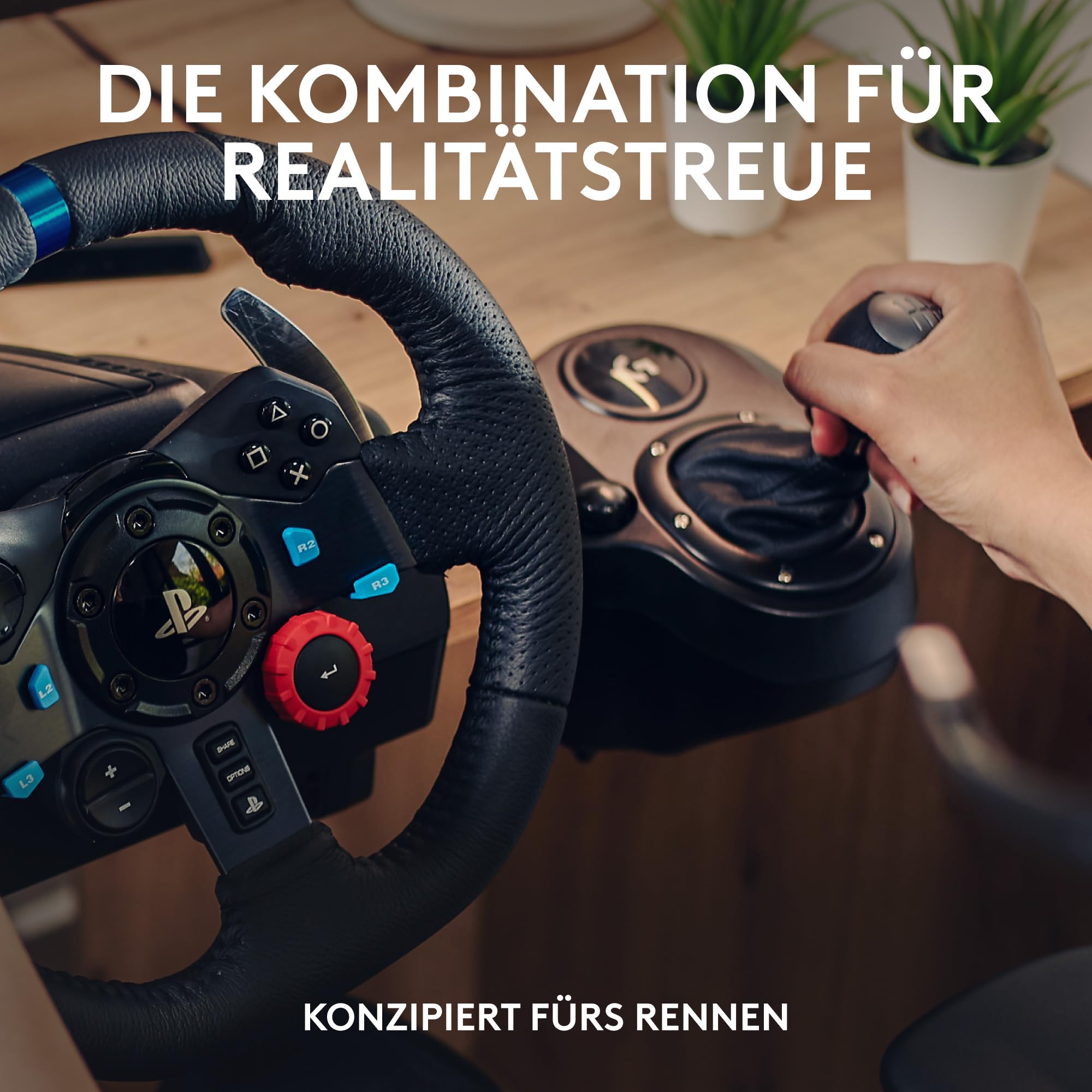 Logitech G G29 SE Driving Force Rennlenkrad und Pedale, Force Feedback, echtes Leder Driving Force Schalthebel – für PS5, PS4 und PC, Mac – Schwarz 2