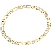 Jewelry Atelier Gold Filled Chain Bracelet Collection - 14K Solid Yellow Gold Filled Figaro Chain Bracelets for Women and Men with Different Sizes (4.7mm, 5.6mm)