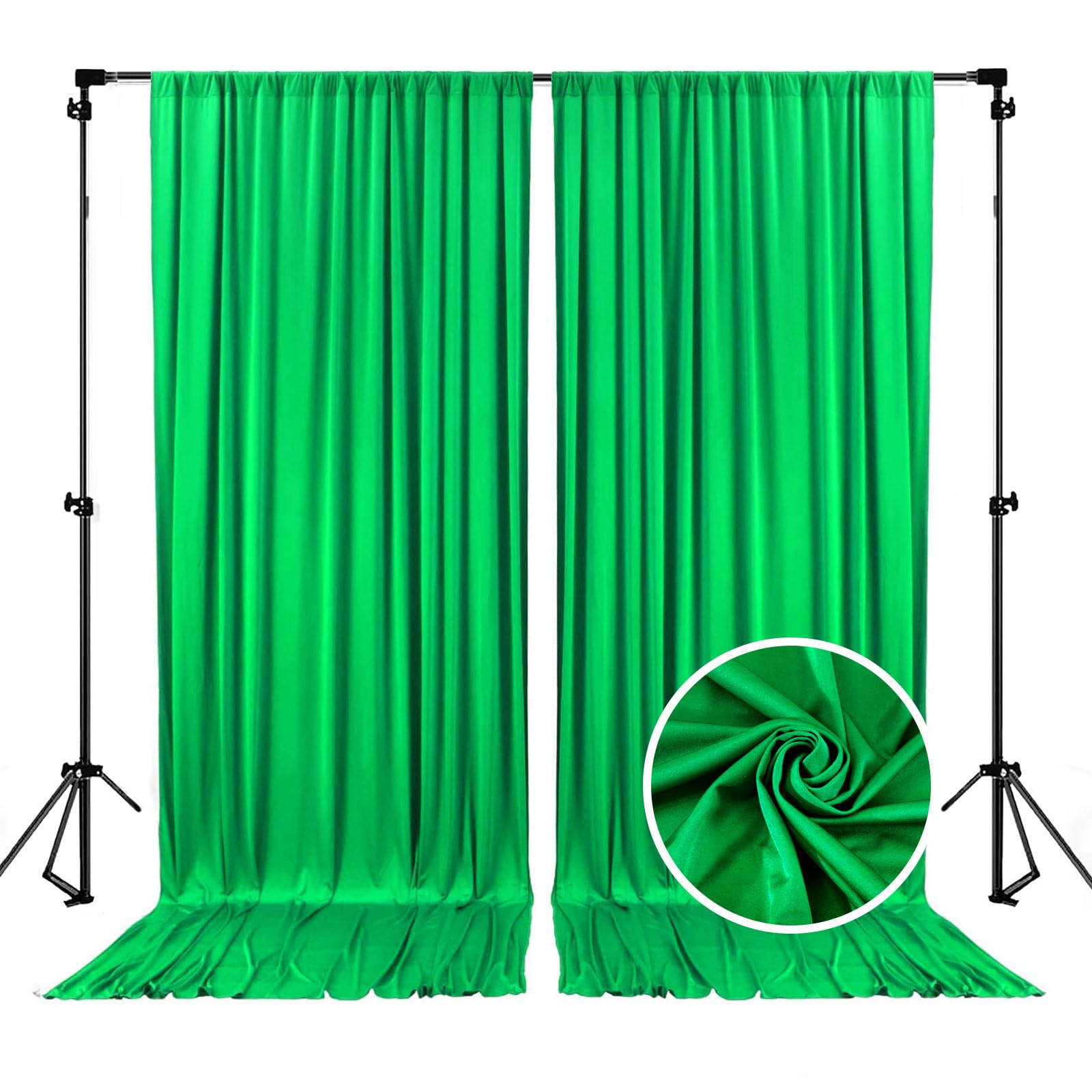 Photo 1 of 10 x 10 Feet Green Backdrop Curtain for Partie, Background Curtains for Photoshoot, Birthday, Wedding, Halloween, Thanksgiving, Christmas, New Year Party Decorations 5Ft x 10Ft, 2 Panels
