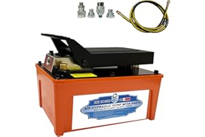 HKTE TOOLS&EQUIPMENT HKTE Air Hydraulic Pump, Pedal-Activated, High-Pressure 10K PSI, 0.5 Gallon Tank, Industrial Grade (2xProfessional Quick Connector)