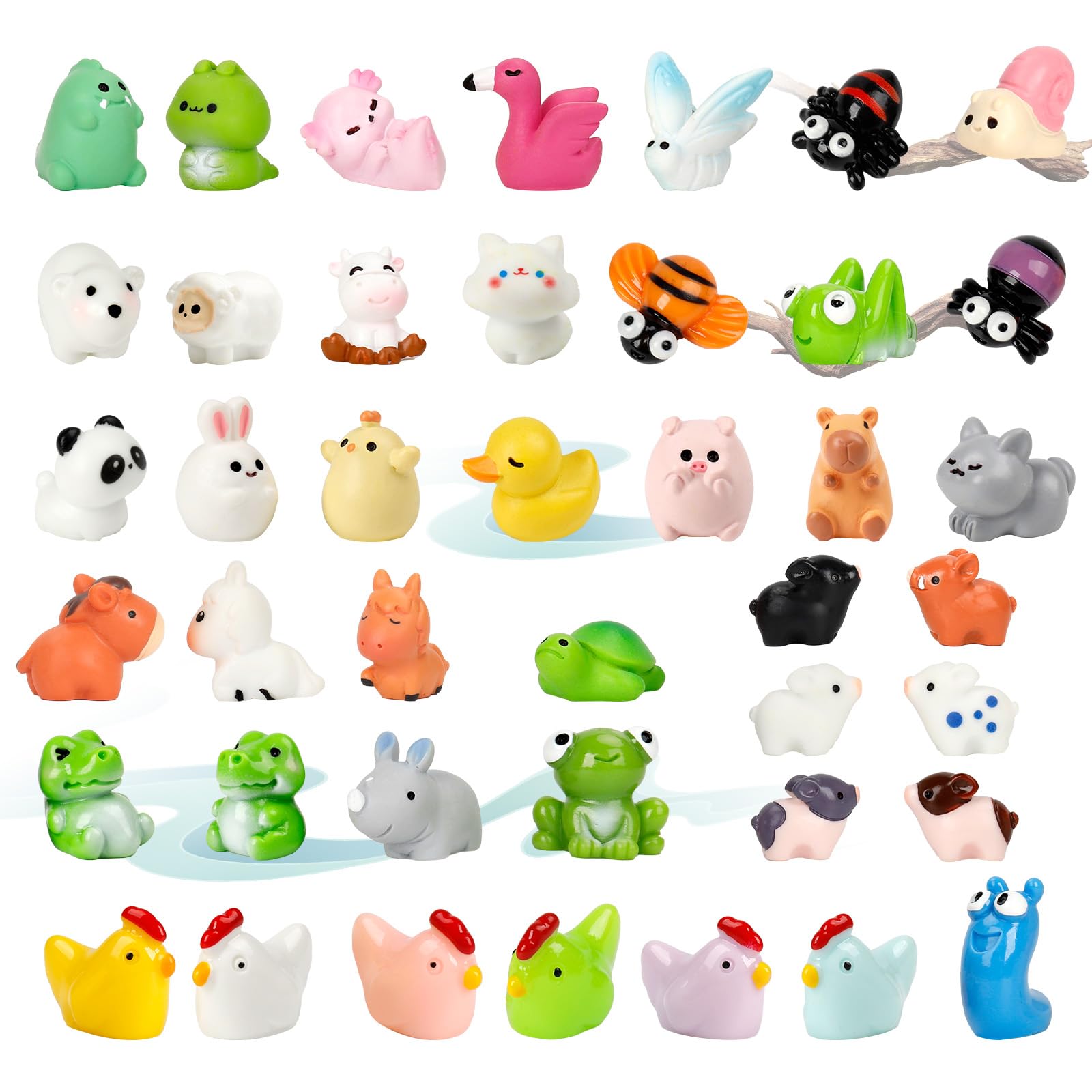 Photo 1 of HAPTIME 42pcs Mini Resin Animal, Sensory Bin Filler, Little People Farm, Bulk Mini Toys, Miniature Figurines, Resin Figures to Hide, Tiny Dollhouse/Fairy Garden Accessories(42 Styles)
