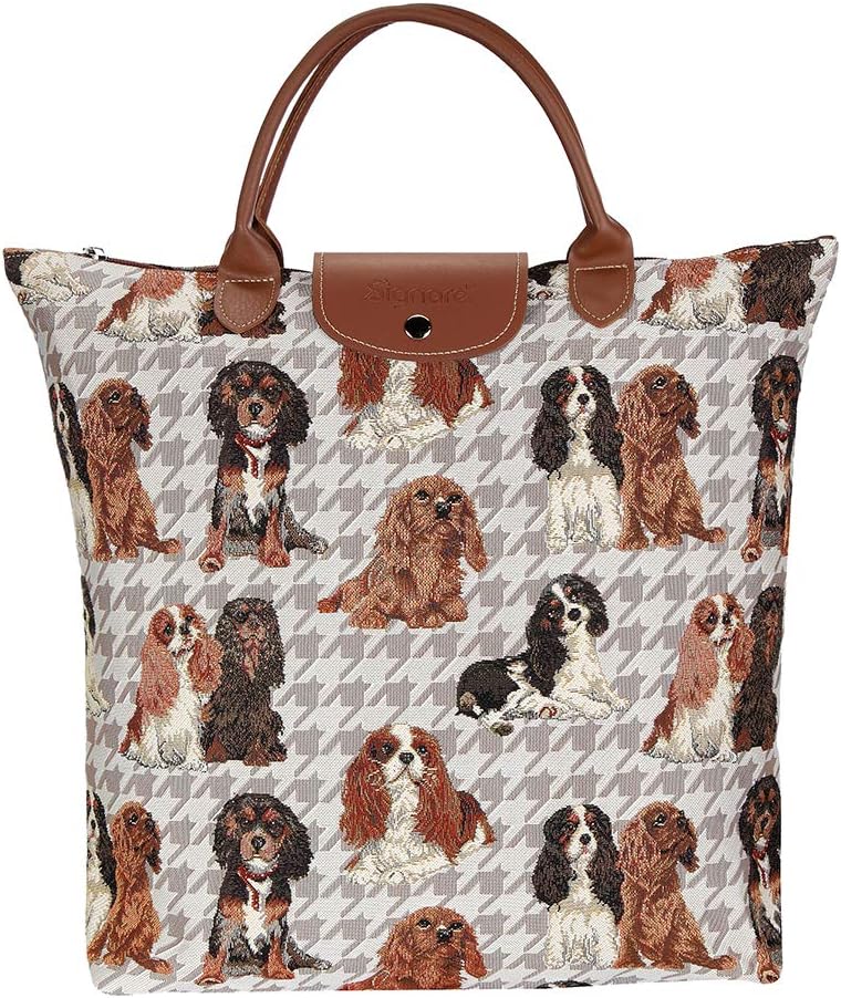 Signare Folding Re-Usable Shopping Fold Away Bag (Cavalier King Charles Spaniel)