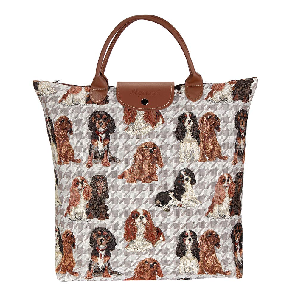 Signare Folding Re-Usable Shopping Fold Away Bag (Cavalier King Charles Spaniel)