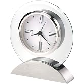 Howard Miller Brayden Alarm Tabletop Clock | Analog Quartz, Jade Glass Body, Aluminum Base, Silver Finish | Bedroom, Office &amp; Shelf Decor