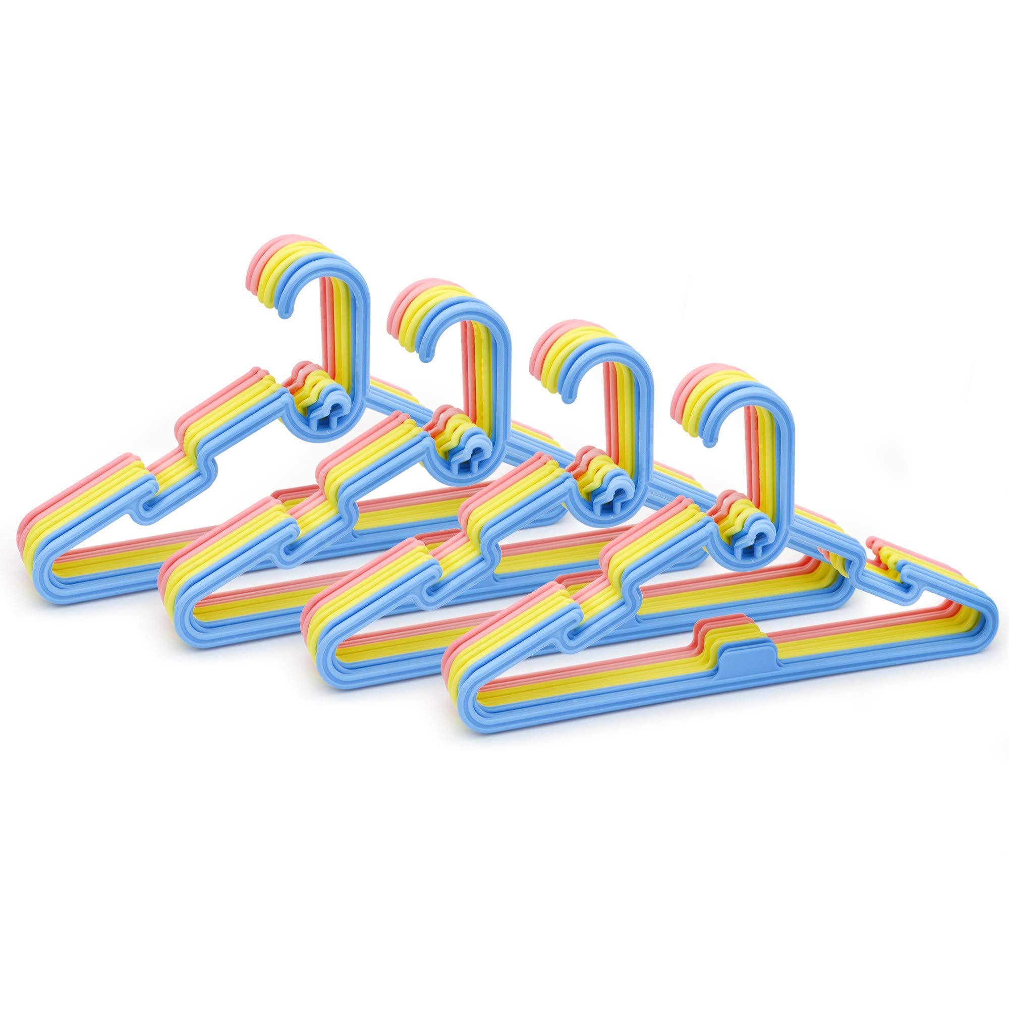 ZYBUX - 40 Pack Multi Coloured Kids Coat Hangers Lightweight with Stackable Kids Hangers Space Saving Wardrobe Organizer 28cm x 14.5cm