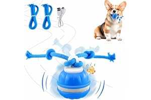 EMEQZOA P06 Interactive Dog Toys Dog Balls, Electric Automatic Moving and Rolling Dog Toy with Rope for Small Medium Dogs, Fun Smart Puppy Toy s for Boredom & Training, Dog Toys to Keep Them Busy (Blue)