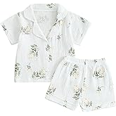 Mubineo Toddler Baby Boy Girl Summer Pajamas Sets Cotton Linen Short Sleeve Pjs Sleepwear Homewear Comfy Clothes Outfits