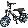 OUXI Electric Bike for Adults, 16" Fat Tire Ebike with 36V 10.4Ah Removable Battery, Moped Style EBike for Teens Up to 20MPH, 500W Upgrade Powerful Motor, MINI E-Bike for Leisure Riding & Commuting