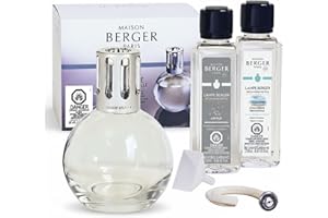 MAISON BERGER Set – Lampe Berger Starter Round Fragrance Diffuser with Ocean Breeze & So Neutral Refills – 2 x 250 milliliters (8.45 Fl Oz) – Elegant Home Air Purifier – Made in France