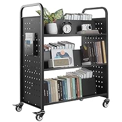 VEVOR Rolling Library Book Cart, 330 lbs