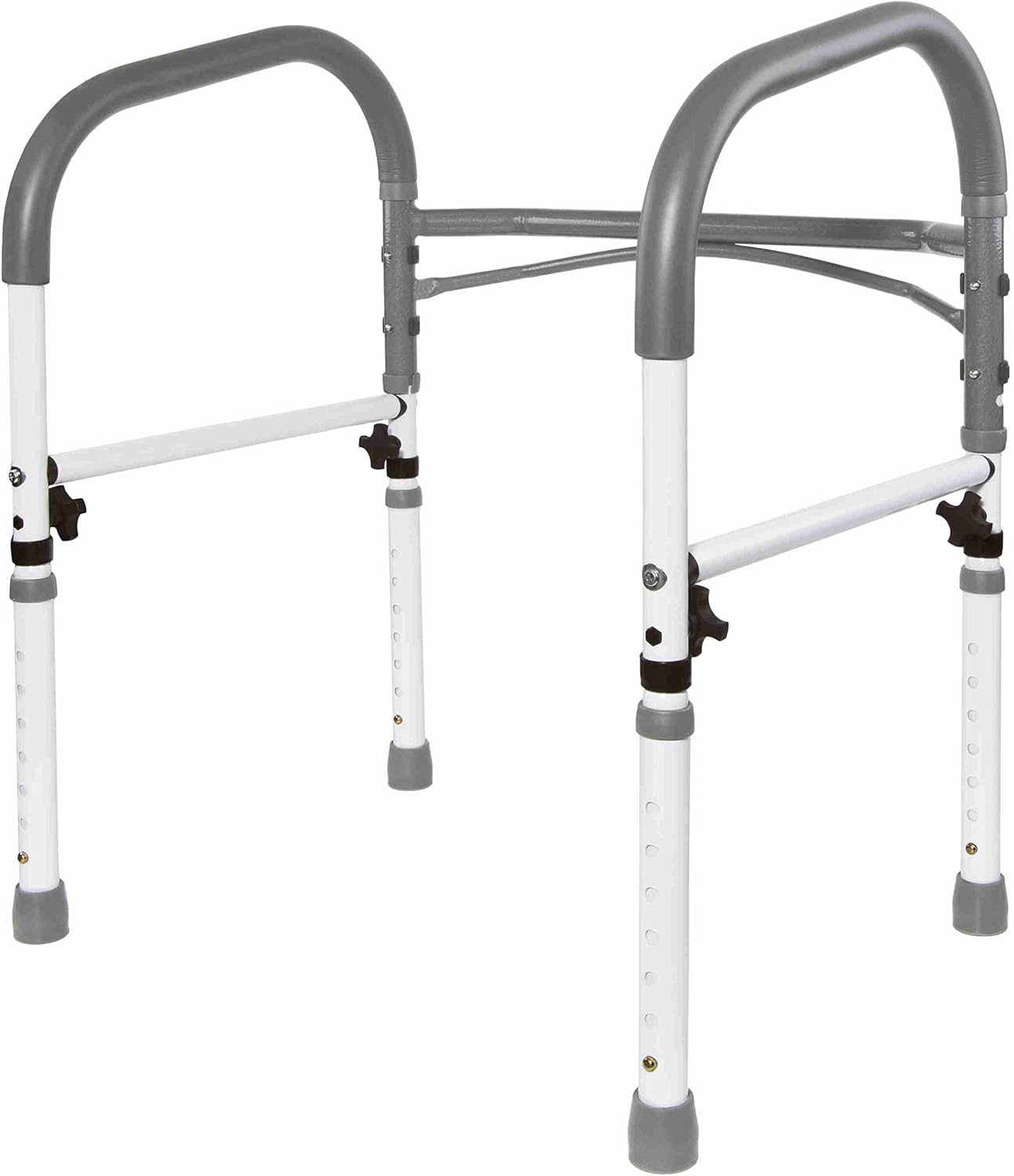 Vaunn Deluxe Bathroom Safety Toilet Rail - Adjustable Toilet Safety Frame - Medical Handrail Assist Grab bar Handle, Gray: Health & Personal Care