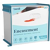 LUCID Encasement Mattress Protector - Completely Surrounds Mattress for Waterproof Protection, White, Queen