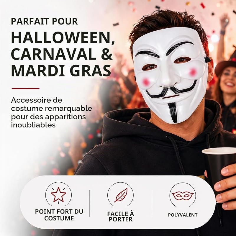 Masque Vendetta - Accessoires de déguisement pour hommes et femmes - pour le carnaval et les adultes — photo 2 sur 8