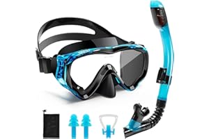 HIKOTEY Snorkeling Set for Kids, Full Dry Snorkeling Mask Set for Adults, Anti-Fog Protection, Unisex,HD Panoramic View, Snorkeling Gear for Kids 4-14 Age