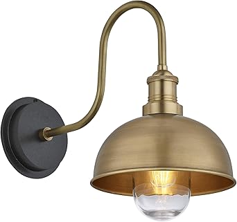 Industville Wandleuchte Mit Schwanenhals Wasser Und Wetterfest Fur Den Aussenbereich Und Badezimmer Kuppel 20 3 Cm Messing Zinn Material Messing Amazon De Beleuchtung