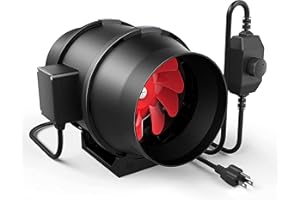 iPower 6 Inch Inline Duct Fan 395 CFM Ventilation Exhaust with Variable Speed Controller, HVAC Blower for Grow Tents, Hydroponics, Garden