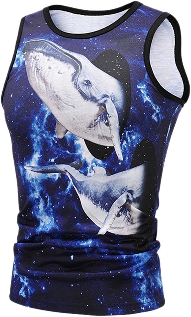 Paixpays Men's Sleeveless Graphic 3D Cartoon Print Slimming Body Shaper Vest Shirt