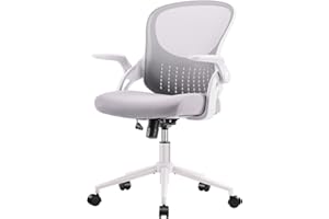 SMUG Home Office Chair Ergonomic Desk Chair Mesh Computer Chair Modern Height Adjustable Swivel Chair with Lumbar Support/Flip-up Arms, Grey