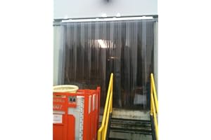 Strivide - Strip Door Curtain Kit - 144 in. (12 ft) Width X 144 in. (12 ft) Height - Ribbed Anti Scratch 12 in. Wide x .216 Thick Strips with 66% Overlap