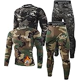 MEETYOO Thermal Underwear for Men,Men's Base Layer,2 Sets Long Johns Lined with Hunting Gear