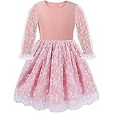 Toddler Girls Long Sleeve Tulle Dress, Sequin Girls Tutu Puff Princess Dresses for Christmas Wedding Birthday Party 2-7Y