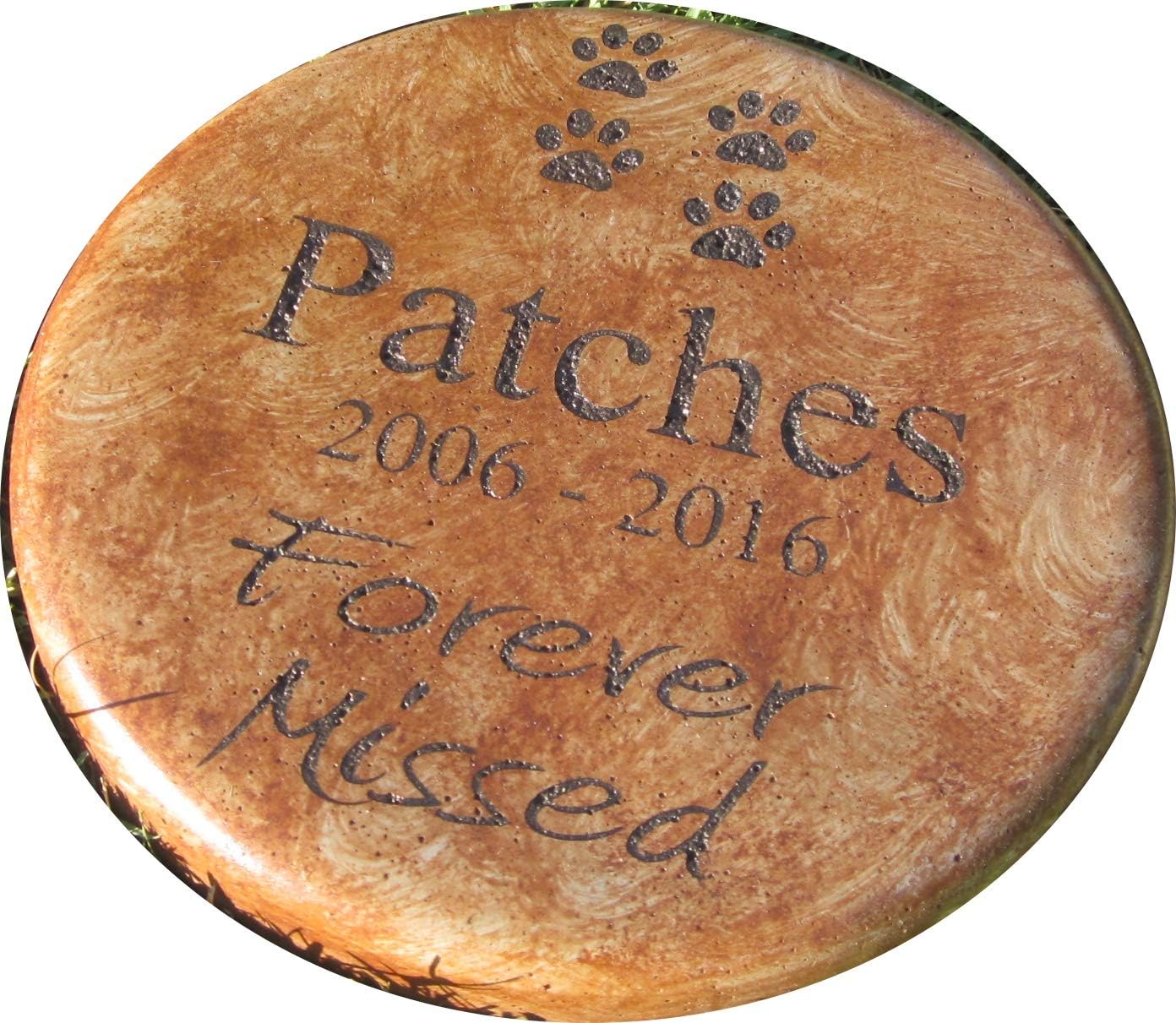 Personalized Engraved Pet Memorial Step Stone 7.5" Diameter 'Forever Missed'