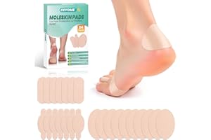 Moleskin for Feet & Blister Prevention Pads – 24ct Moleskin Padding for Shoes, Toes & Heel, Mole Skin Patch & Tape for Walkin
