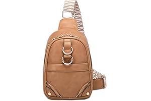 MYHOZEE Small Sling Bag for Women - Crossbody Bag Purses Faux Leather Fanny Pack Chest Backpack Daypack Guitar Strap Belt Bag Fashion Bum Bag Camel Cell Phone Purse for Traveling/Hiking/Everywhere