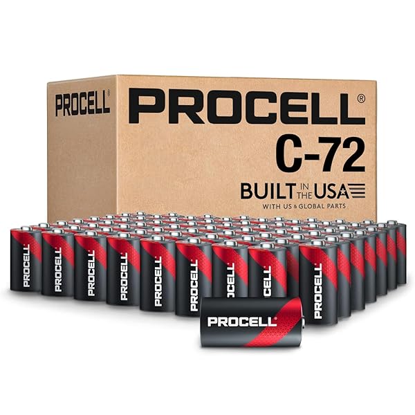 PROCELL C CELL LONG-LASTING ALKALINE BATTERIES (72 PACK) BUILT IN THE USA, 10-YEAR SHELF LIFE, BULK VALUE FOR ALL PROFESSIONAL DEVICES – C BATTERIES BULK PACK