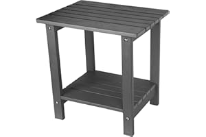 Byzane Double Adirondack Side Table, Patio Outdoor End Table Weather Resistant,Rectangular Table for Patio, Garden, Lawn, Indoor Outdoor Companion, Lava Smoke