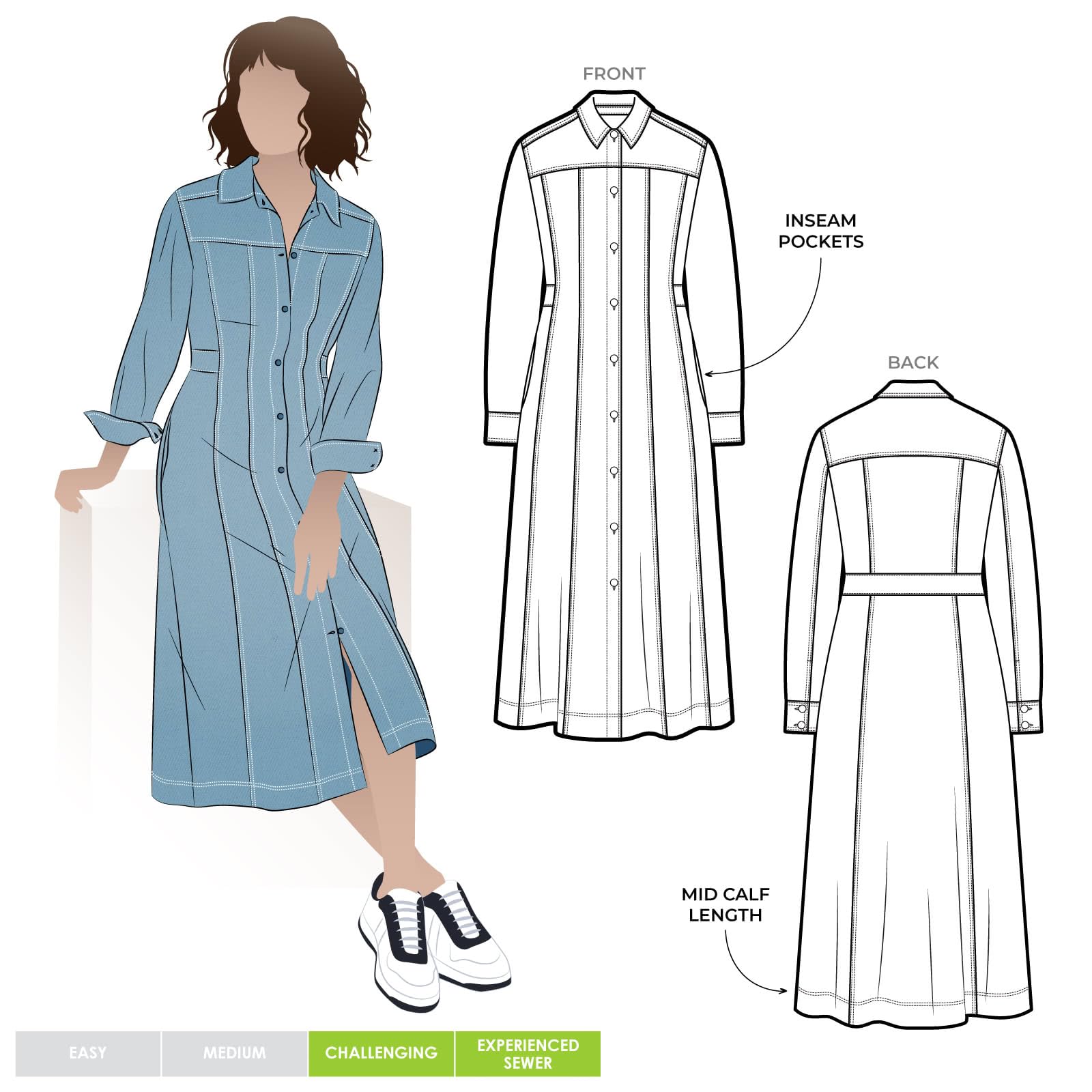 Style Arc Sewing Pattern - Tatum Woven Dress (Sizes 18-30)