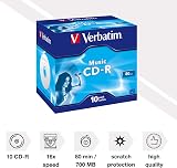 Verbatim CDR 80 Audio CD-R Disc 10 Pack Jewel Case 700MB 16x Data/Audio view 4