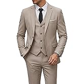 MrSure Men’s 3 Piece Suit Blazer, Slim Fit Tux with 2 Button, Jacket Vest Pants & Tie Set for Party, Wedding and Business