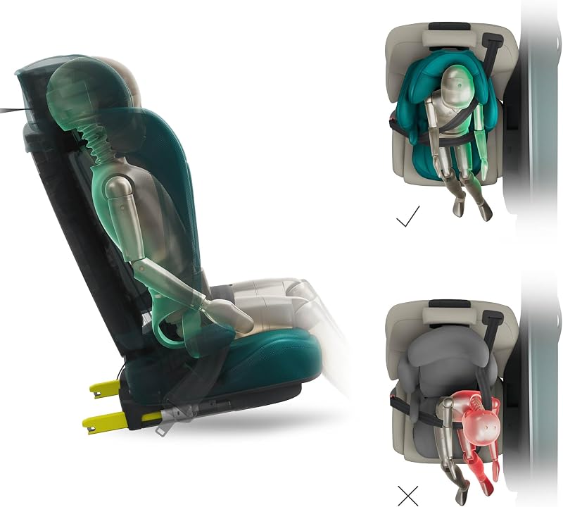 Kinderkraft UNITY2 Seggiolino Auto I-size 100-150 cm, circa da 3,5 a 12 anni, Sistemi di Sicurezza H-GUARD, Facile da Pulire, Rivestimento Traspirante, SPS+, Verde