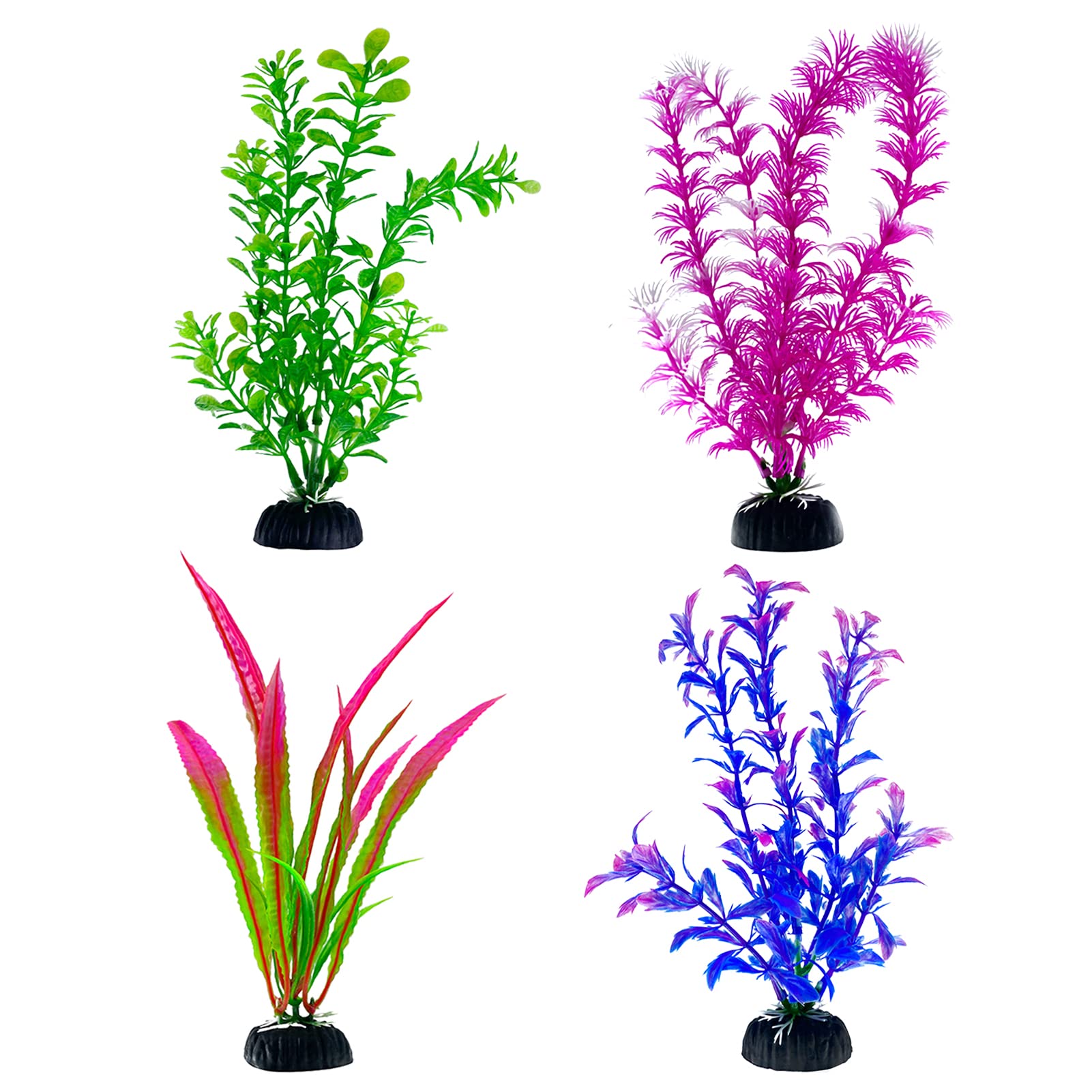 iTGOOS 4 Pieces Aquarium Fish Tank Plastic Plants Fish Tank Decorations Aquarium Artificial Plants Aquarium Decoration Fish Tank Ornament Natural Design Decorations
