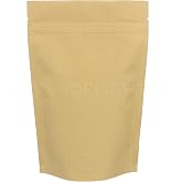 CleverDelights 8oz Kraft Stand Up Pouches - 100 Pack | 6" x 9" x 3" - Resealable Bags
