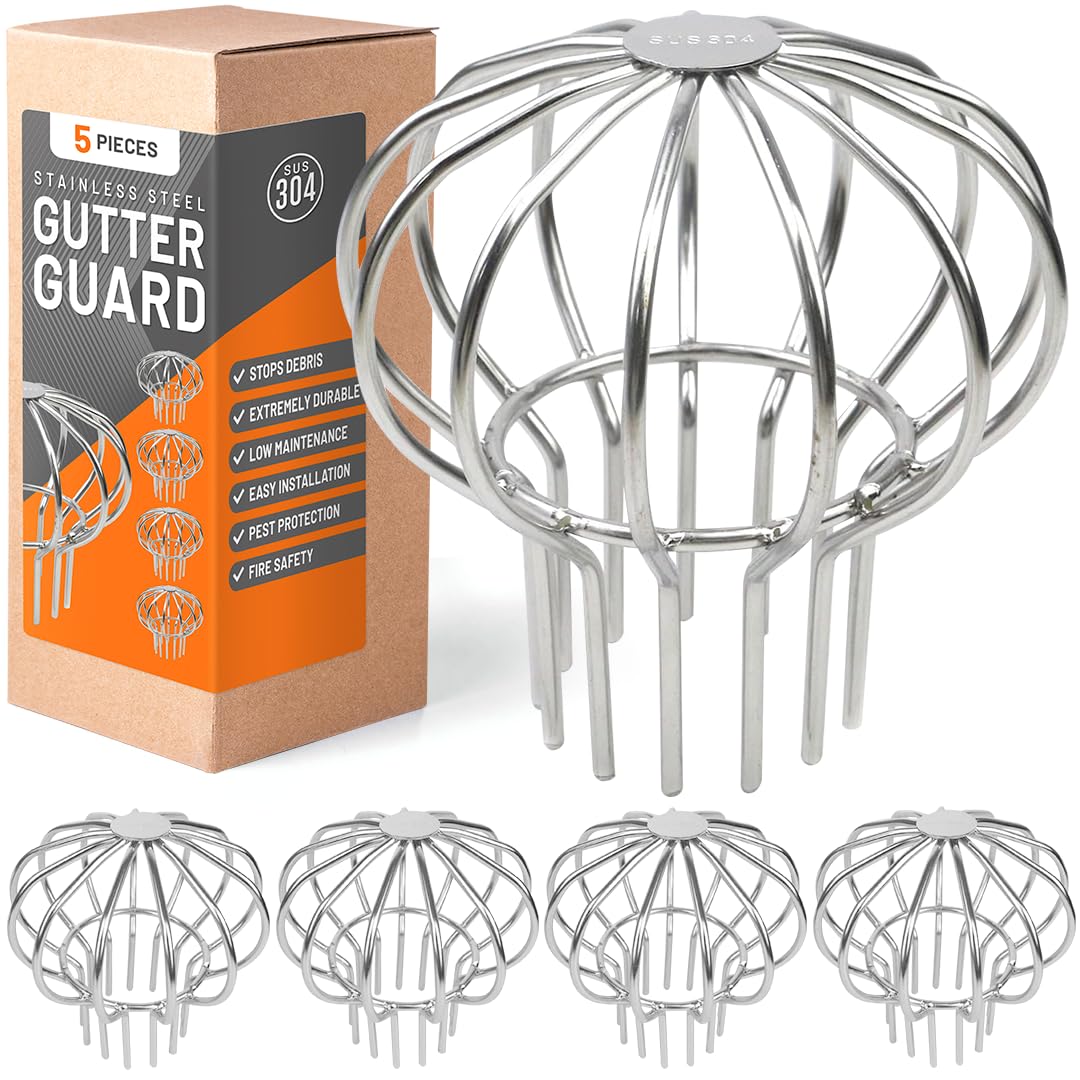 Photo 1 of Gutter Guard (5 Pack) 304 Stainless Steel Fits for 2.6" ~ 3.7" - Downspout Filter