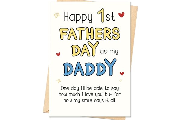IDU First Fathers Day Card, First Fathers Day Card Gifts for New Dad, Happy 1st Father's Day Cards Gift for New Dad Daddy Husband, Funny 1st Father's Day Cards Decorations from Baby Daughter Son